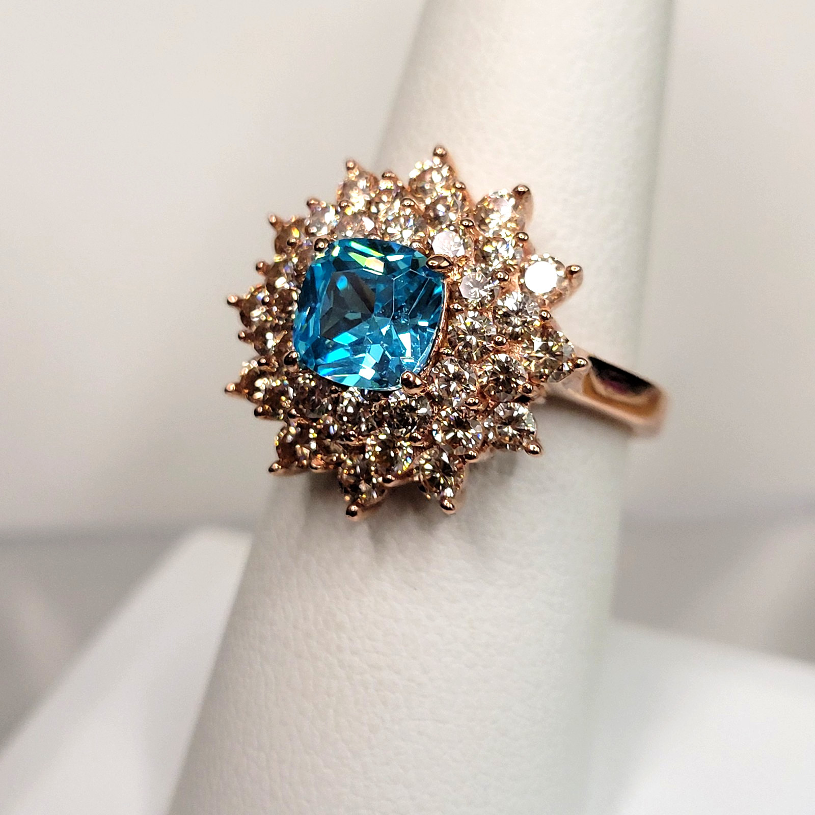 JTV FZN-925 Rose Gold over Sterling Silver Bella Luce Blue Ring sz-8 CZ 6.2g NEW
