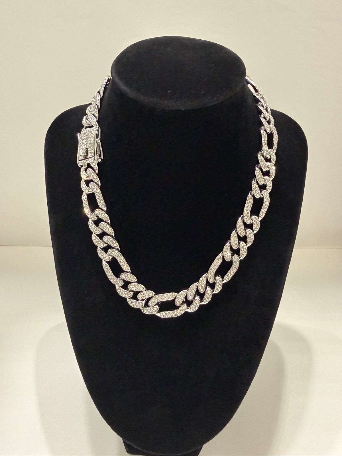 iced out cuban necklace chain vvscz stones 16.5inch 13mm tripple lock box