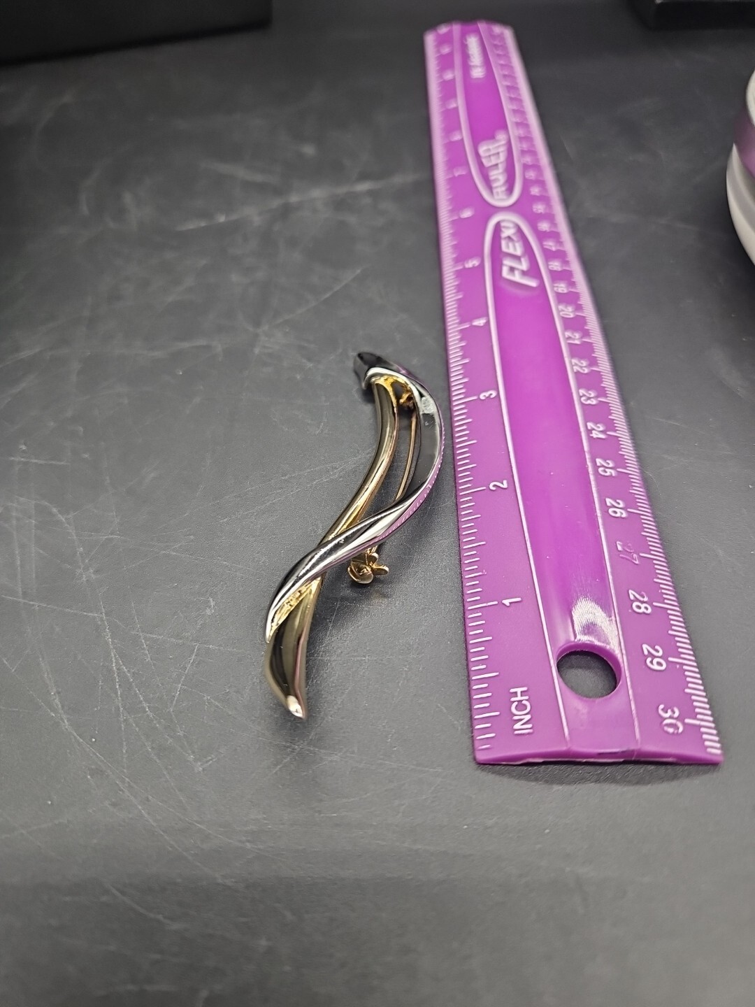 Vintage Abstract Brooch Pin Gold & Silver Tone Retro 3.75inches