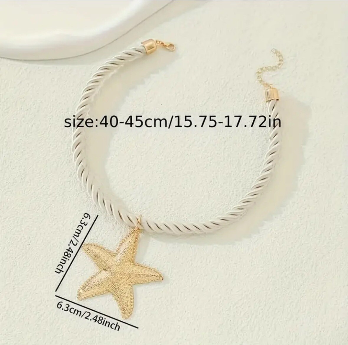 Boutique Starfish Cord Necklace Gold Pendant Beach Boho Mermaid Chunky🇺🇸