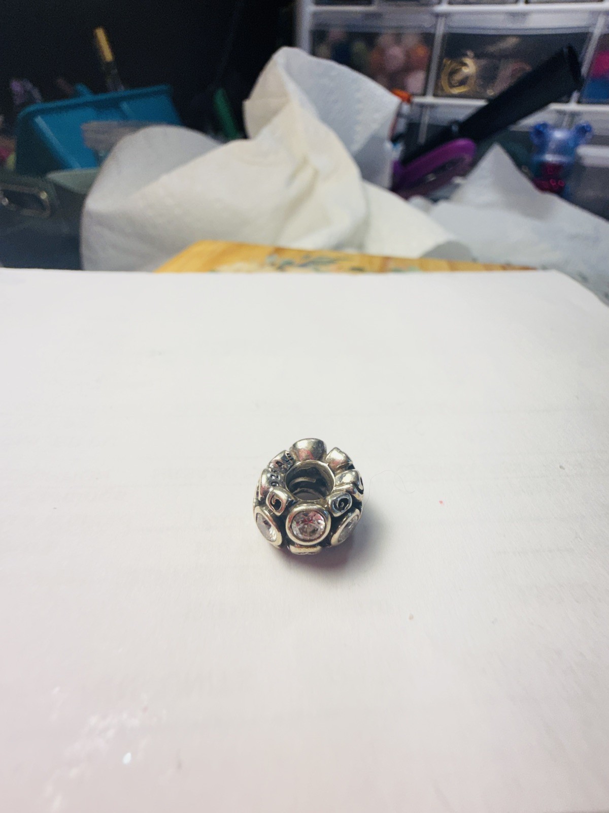 Pandora Spot & Swirl Clear Primrose Path Charm #790330CZ Genuine Ale