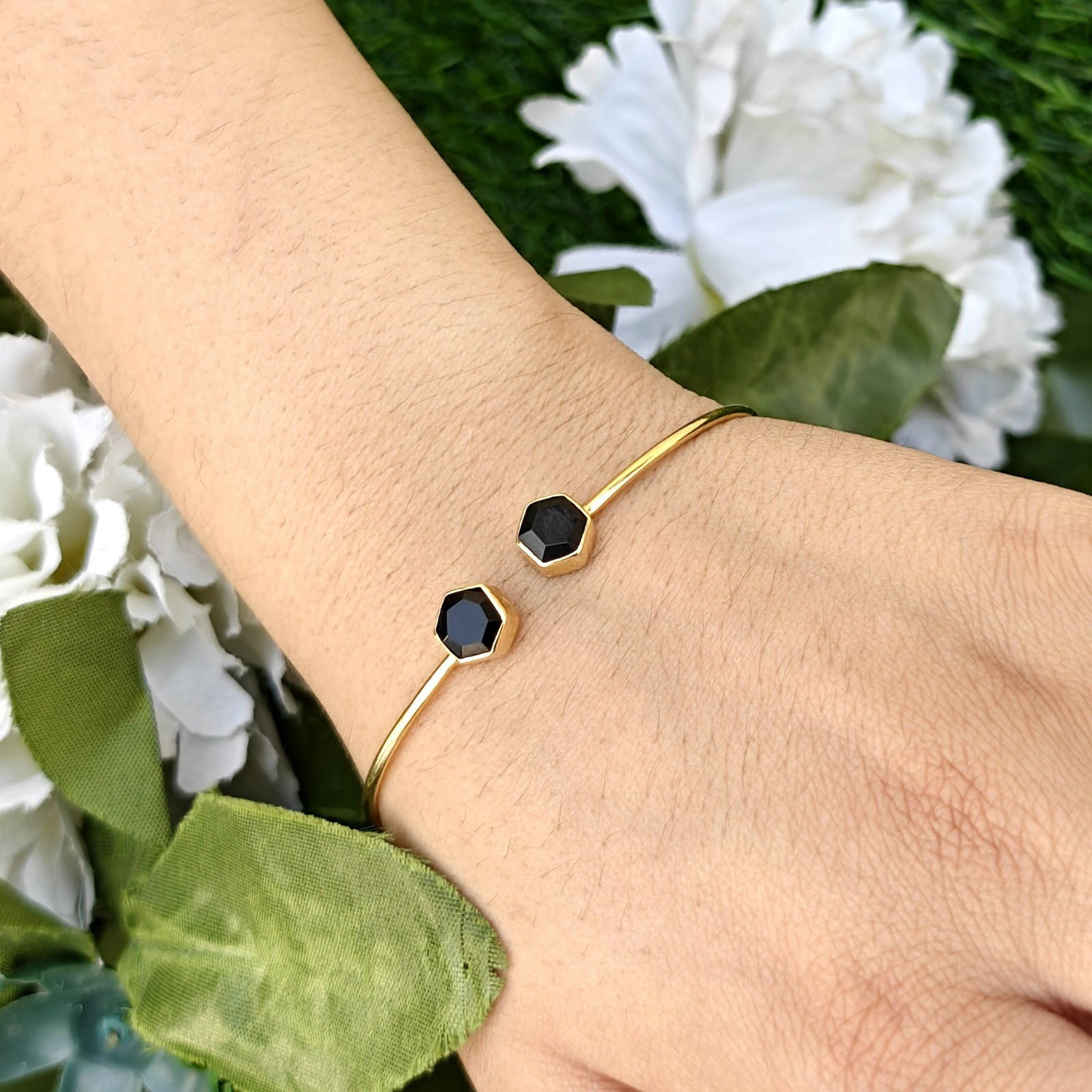 Handmade Multi Gemstone 18k Gold Plated Adjustable Stackable Jewelry For Gift