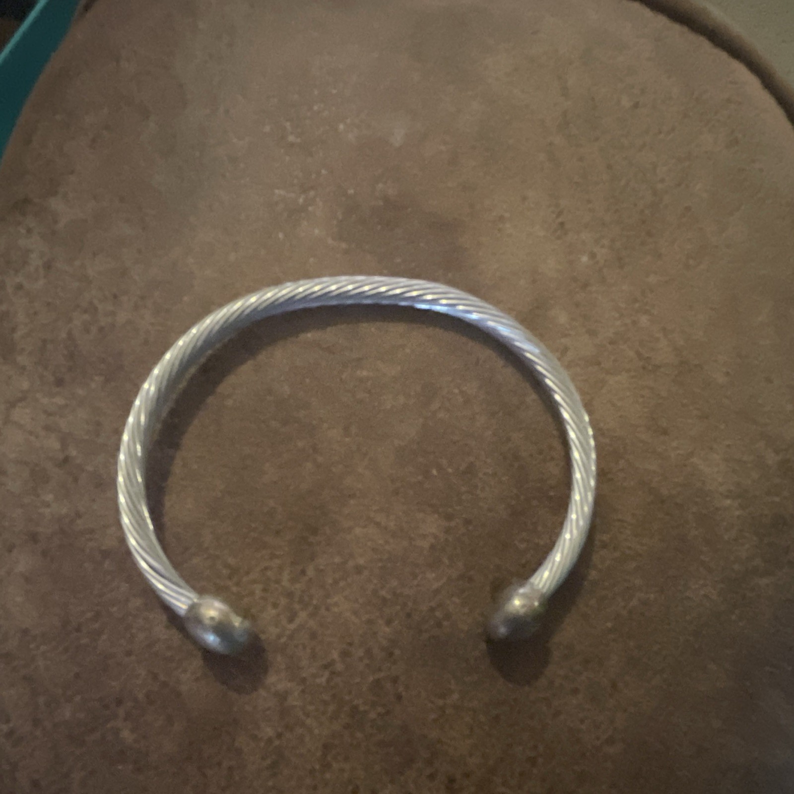 Silver Tone Rope Twist Cuff Bracelet Open Cuff Metal No Stone
