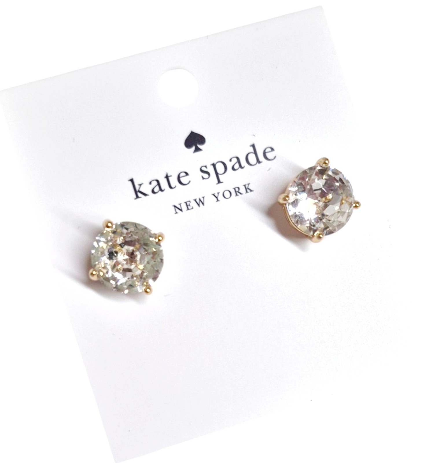 Kate Sapde Gumdrops Stud Earrnigs Clear/Gold 12-k Gold Plated O0RUO666 New