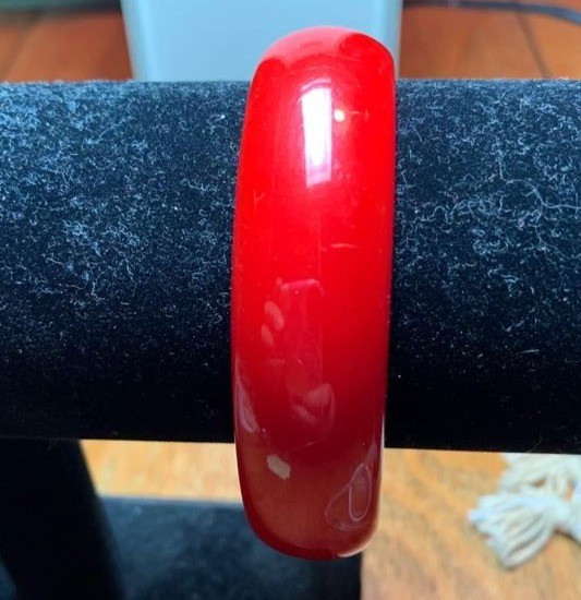Red Bakelite Chunky Vintage Bracelet Bangle .75″ Diameter Art Deco Jewelry