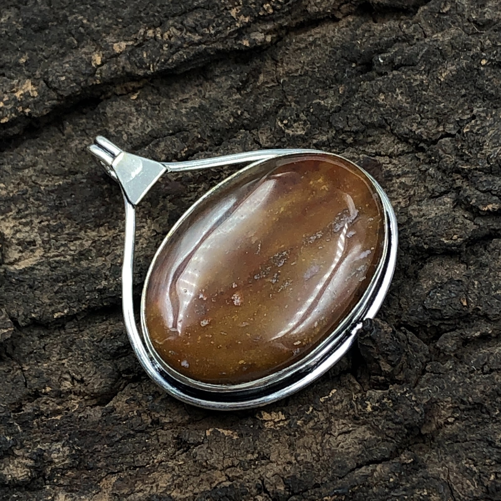Women Day Sale Seame Agate Jewelry Silver Love Gift Natural Pendant 1.69″