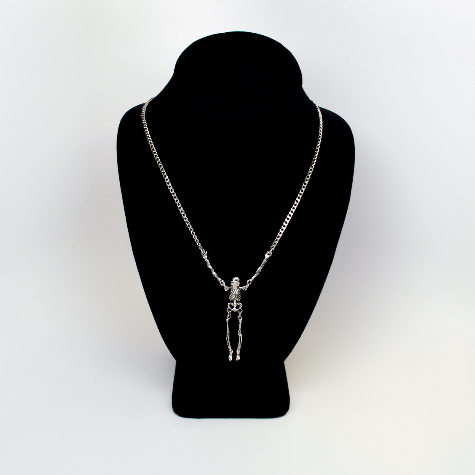Gothic Skeleton with Moving Arms and Legs Silver Pewter Pendant Necklace NK-630