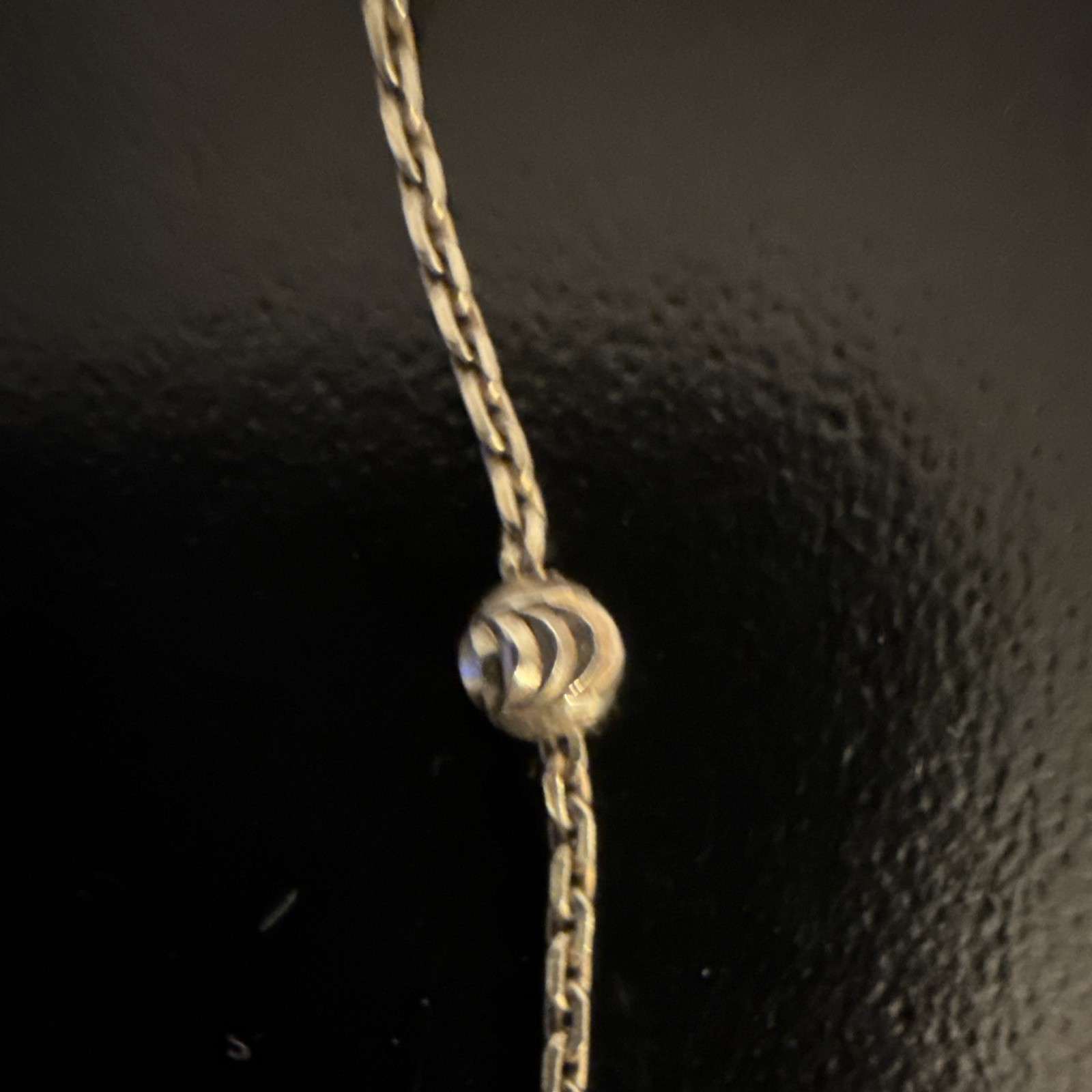 925 Sterling Silver Station Cable Chain Necklace Lobster Clasp Extender Signed