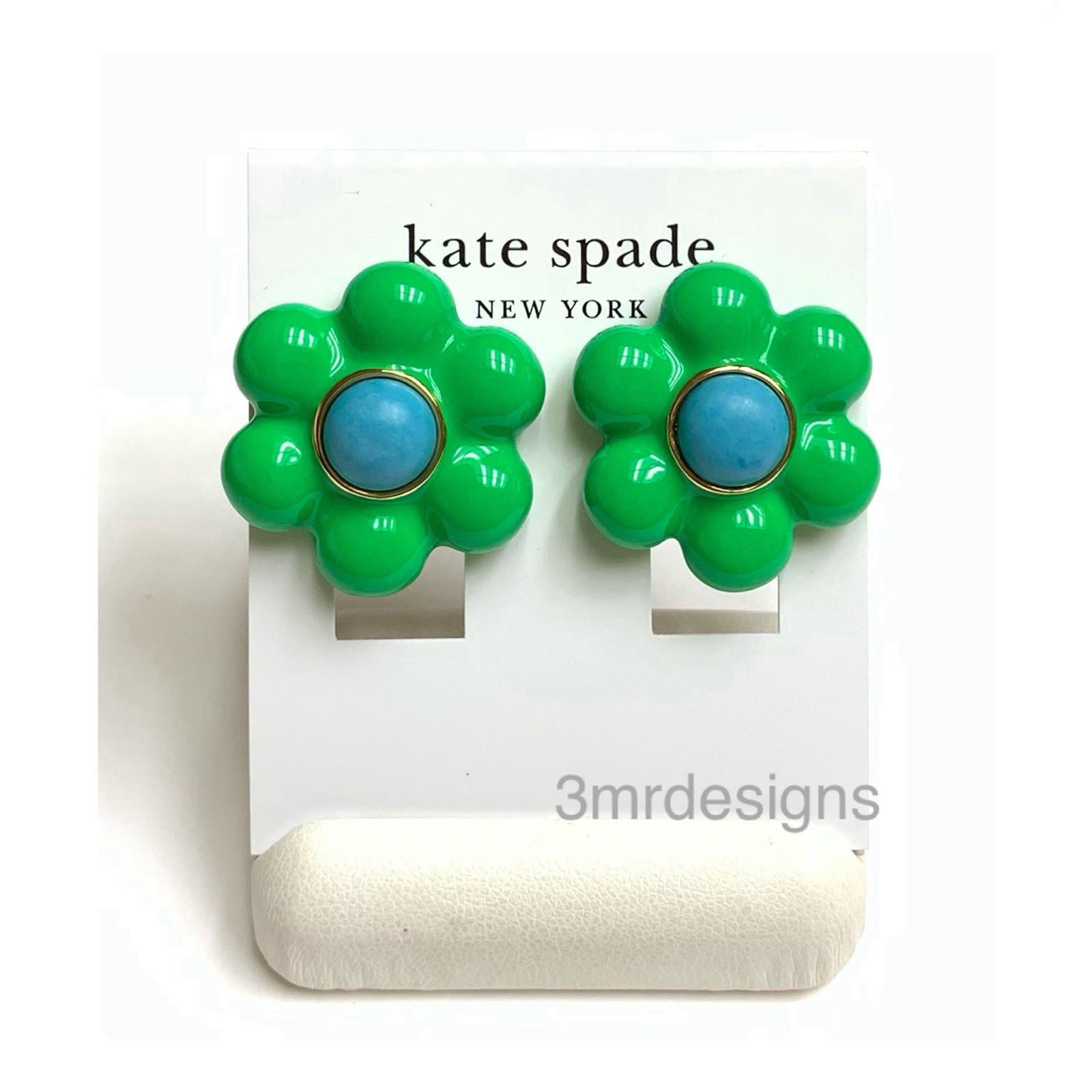 NWT Kate Spade PETAL PUFF 12-K Plated Brass Puffed-up Large Flower Stud Earrings