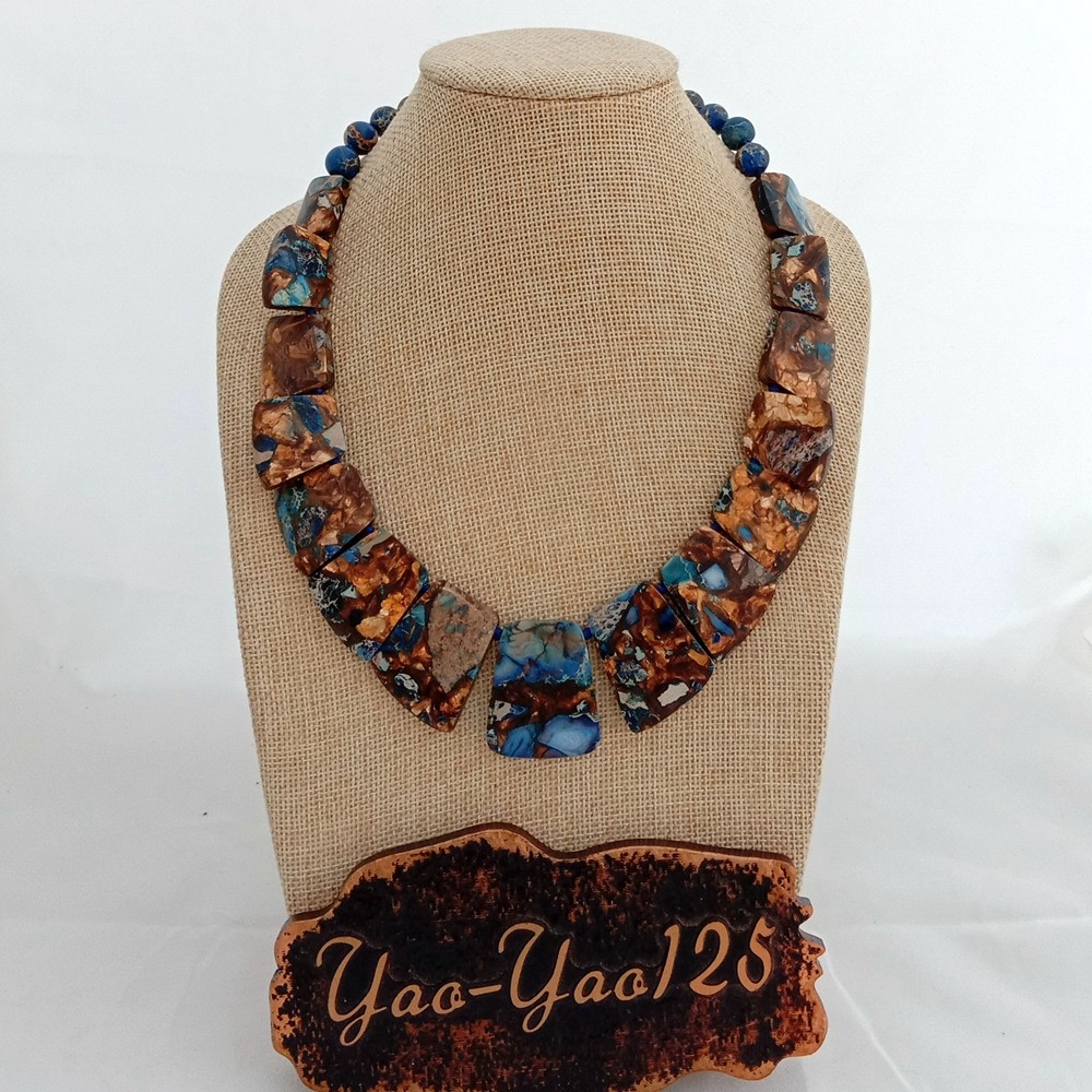 19”  Mixed Color Sea Sediment Imperial Jasper Graduated Necklace