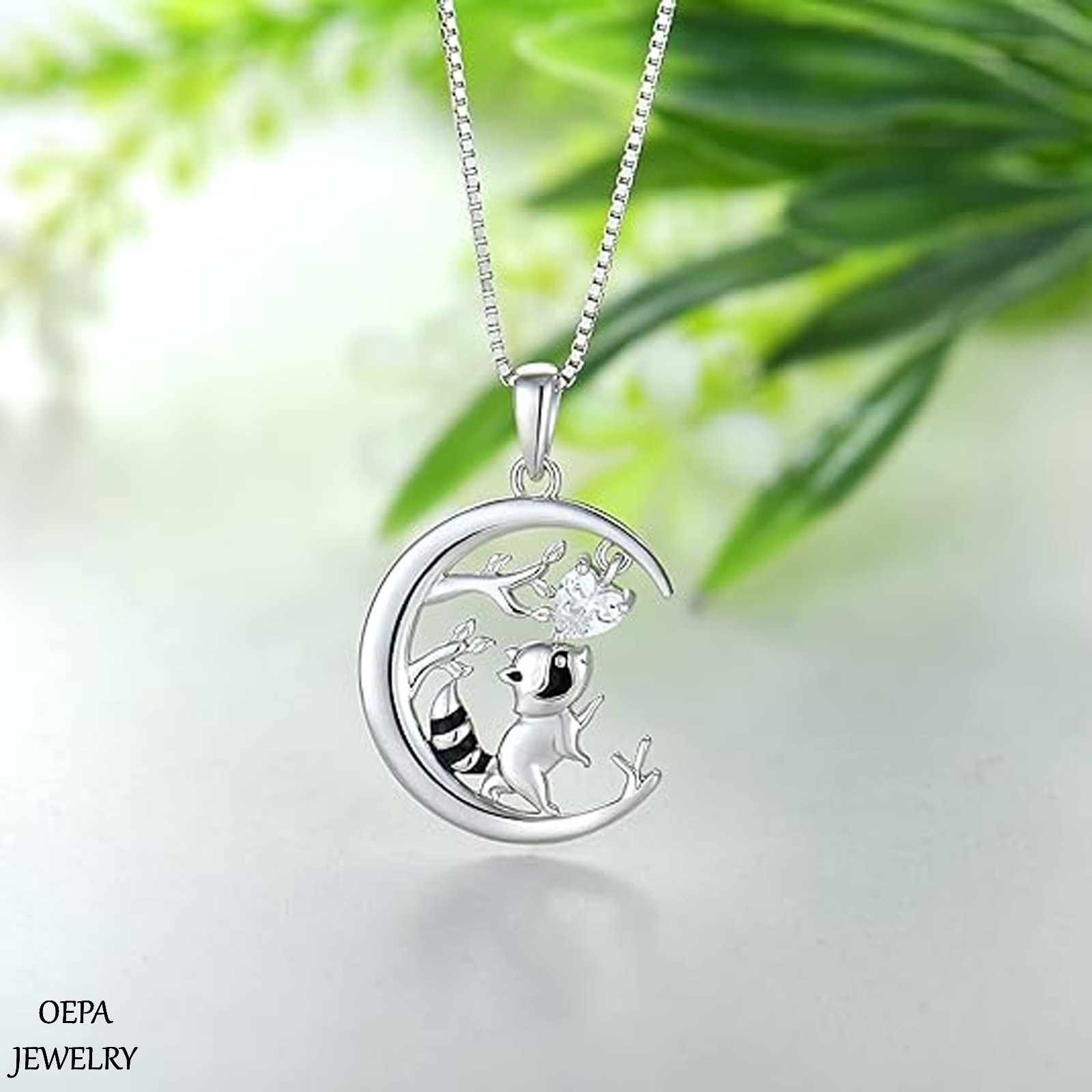 925 Sterling Silver Raccoon Necklace Raccoon Necklace Gifts for Women Pendant
