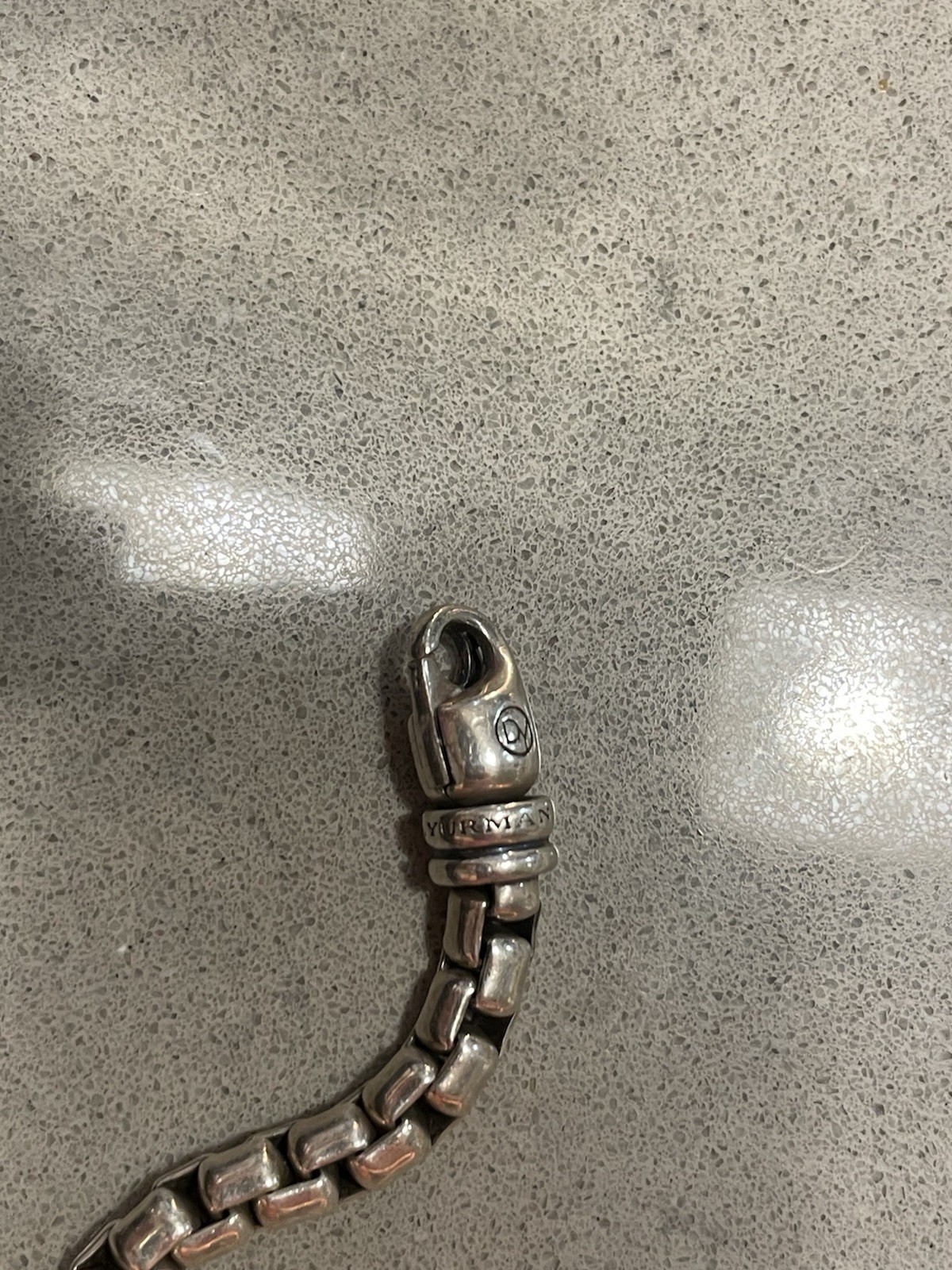 David Yurman Signed 925 Sterling Silver Box Chain Bracelet 8 in Lobster