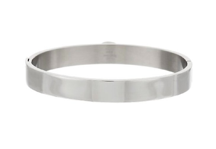 QVC Steel by Design Stainless Steel Crystal Initial ‘I’ Bangle Bracelet 7-1/4″