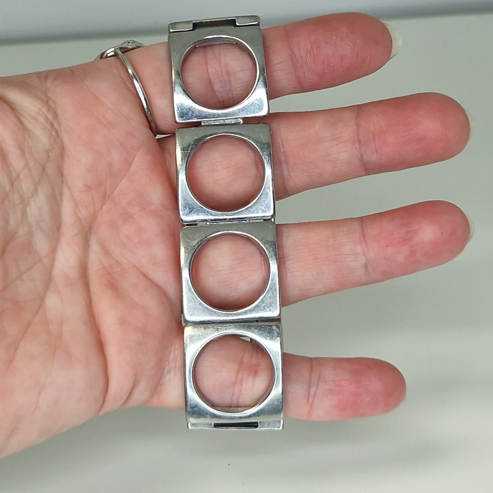 Storm Stainless Steel Bracelet 2cm Wide Unisex Chunky Square Link Vintage 20cm