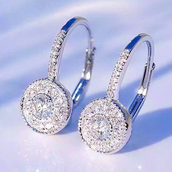 STUNNING WHITE TOPAZ LEVER BACK EARRINGS SILVER DANGLE LEVERBACK HIGH QUALITY