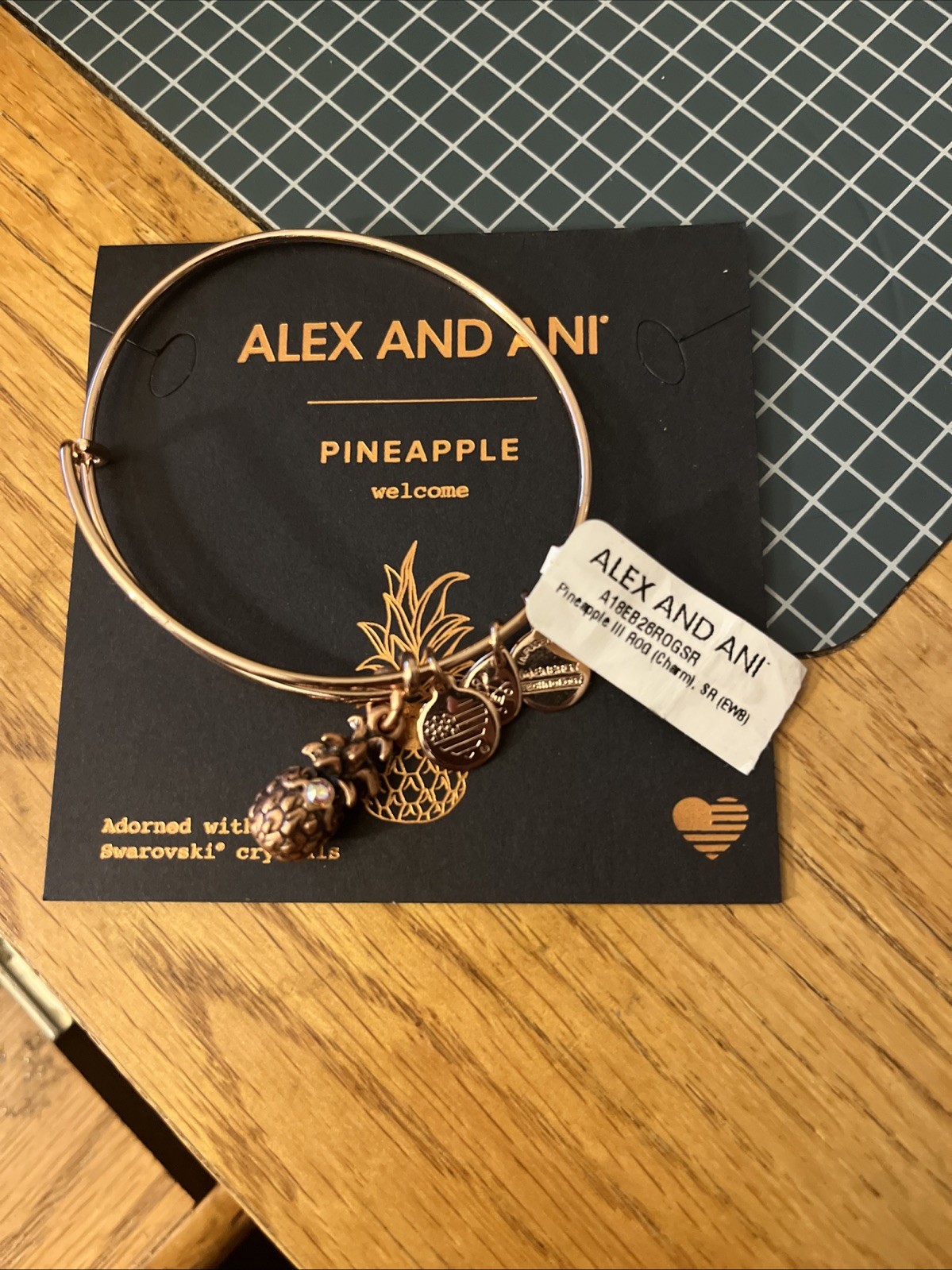 Alex and Ani “PINEAPPLE III” Shiny Rose Gold Bangle Bracelet ~ NWT & CARD!