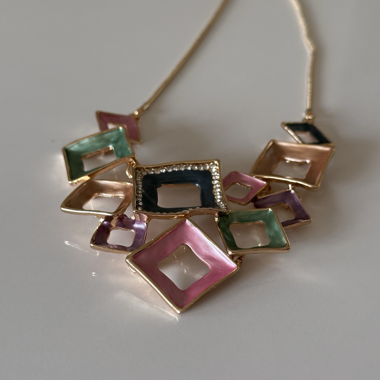 AVIANNA MULTI-COLOR PASTEL GEOMETRIC DESIGNER FASHION NECKLACE