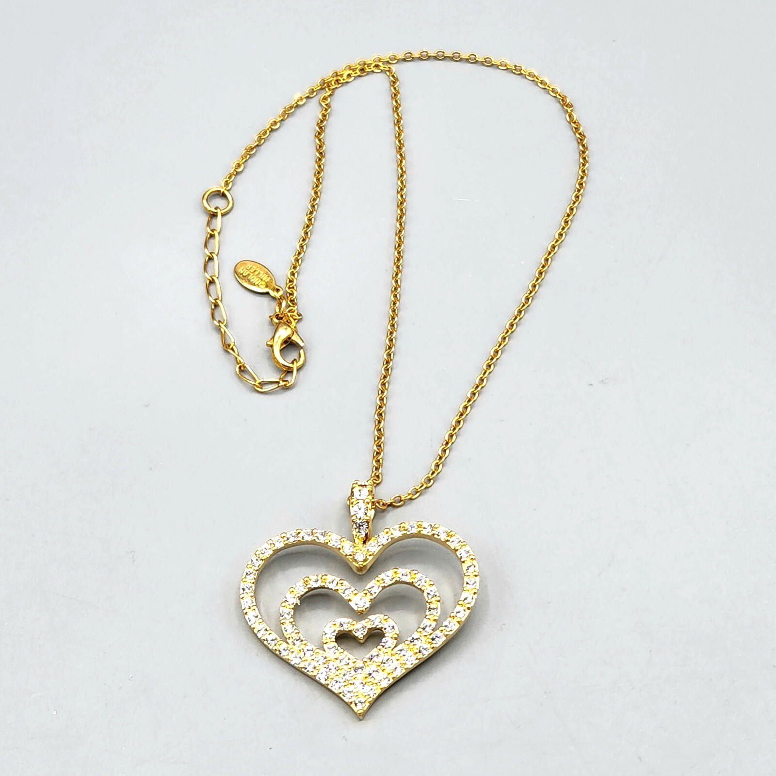 Nolan Miller GRACIOUS HEART Crystal Pave Gold Tone Pendant Chain Necklace 18″