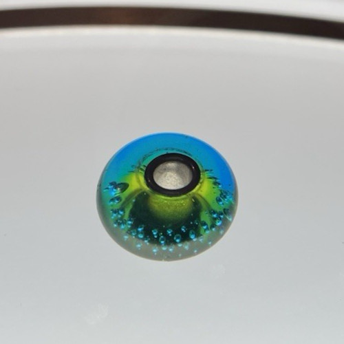 TROLLBEAD SILVER TRACE GREEN/TURQUOISE GLASS BEAD 925 STERLING SILVER 61356