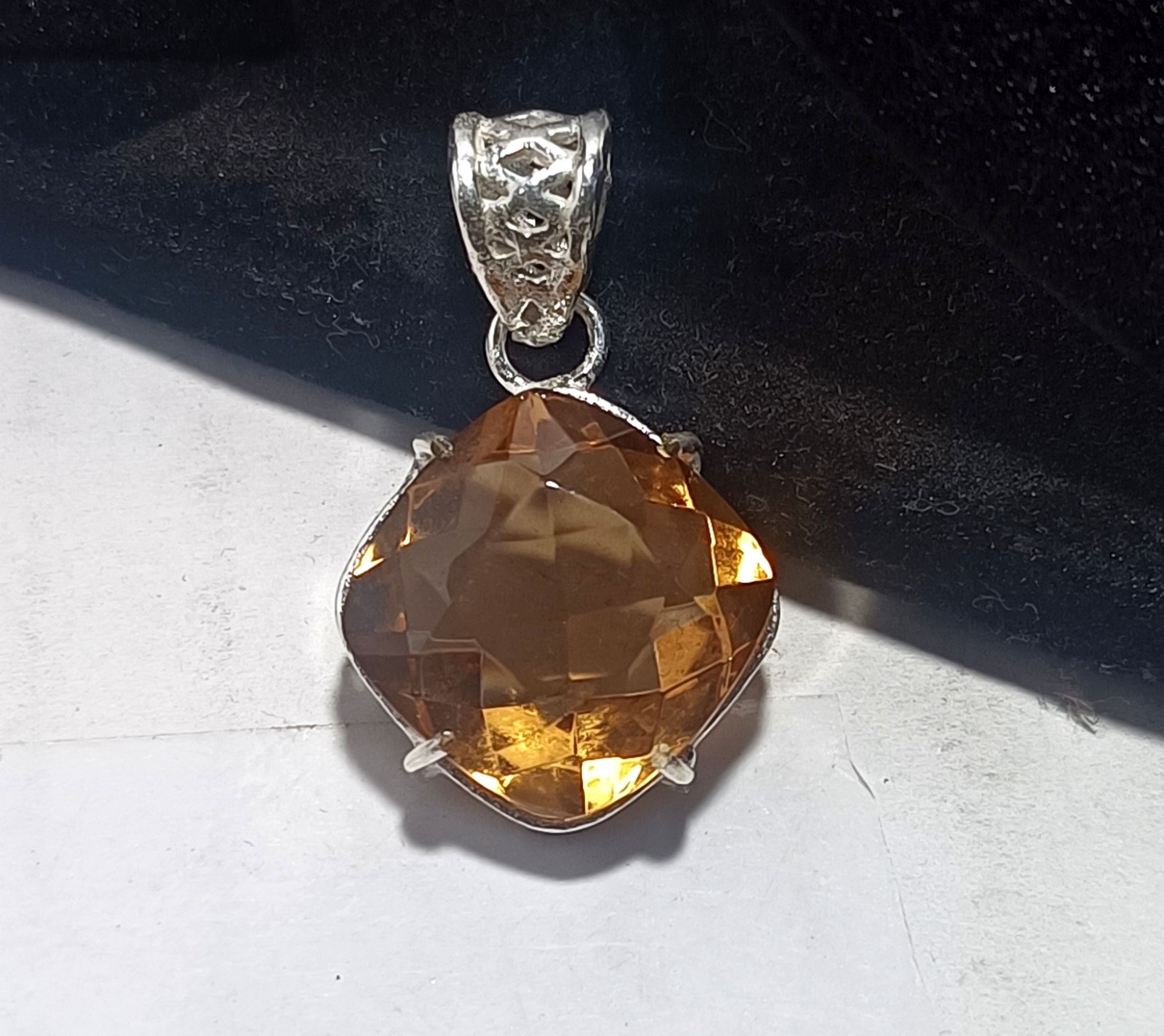 Certified Natural Brown Citrine Gemstone 925 Sterling Silver Pendant 31.55 Ct