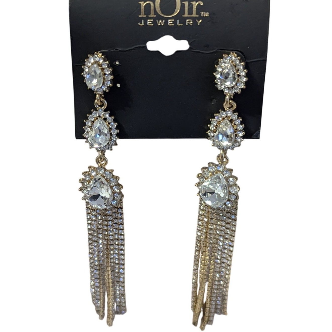 nOir Rhinestone Tassel Earrings