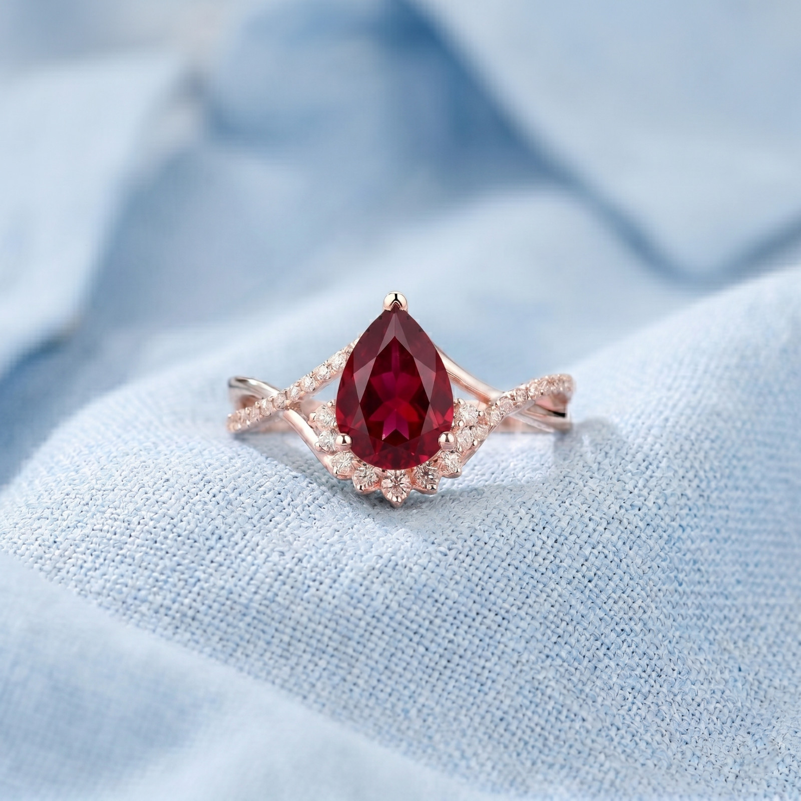 925 Sterling Silver Pear Cut Alexandrite With CZ Handmade Ring, June birthstone