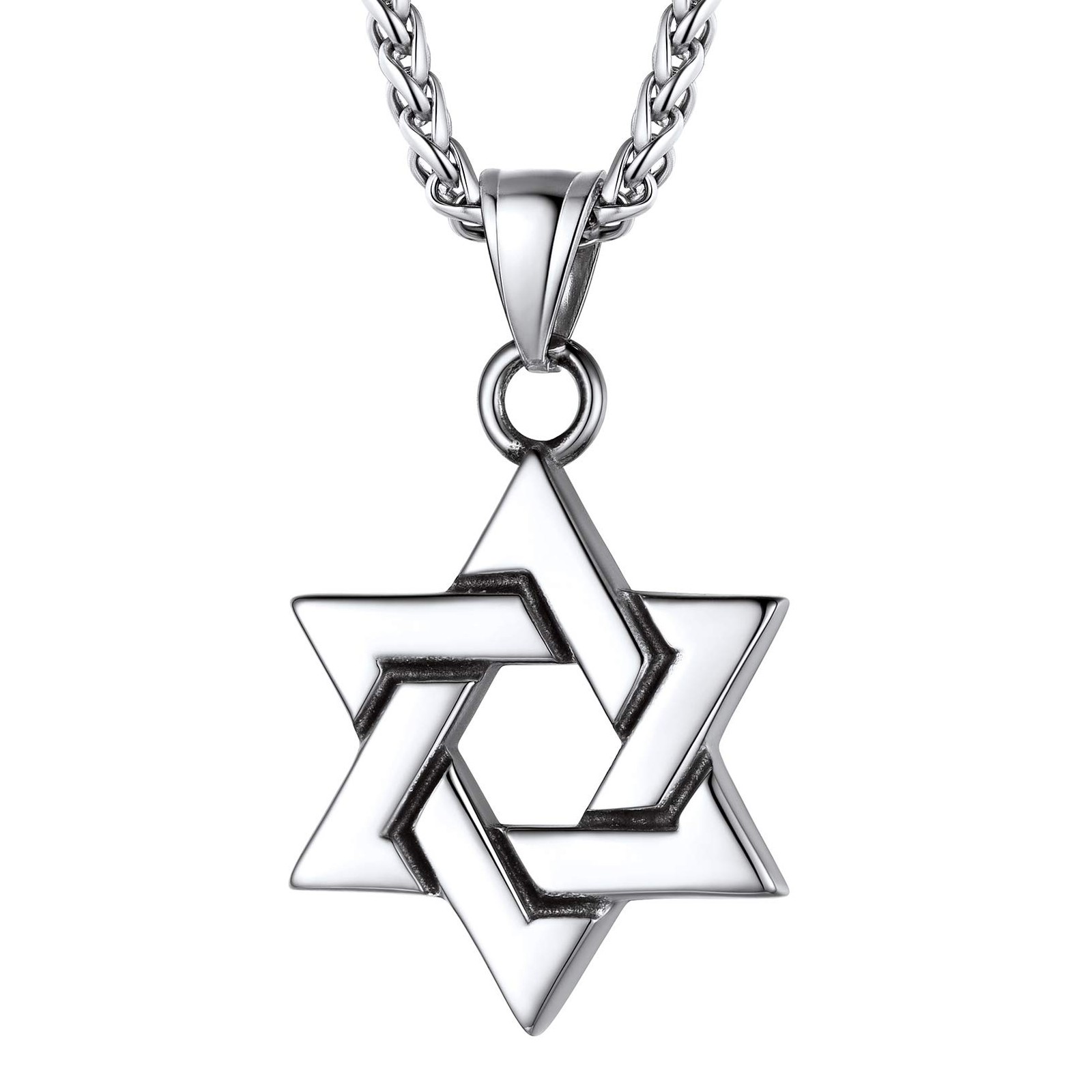 Star Of David Stainless Steel Necklace Pendant for Men Cool Chains Jewish Jew…