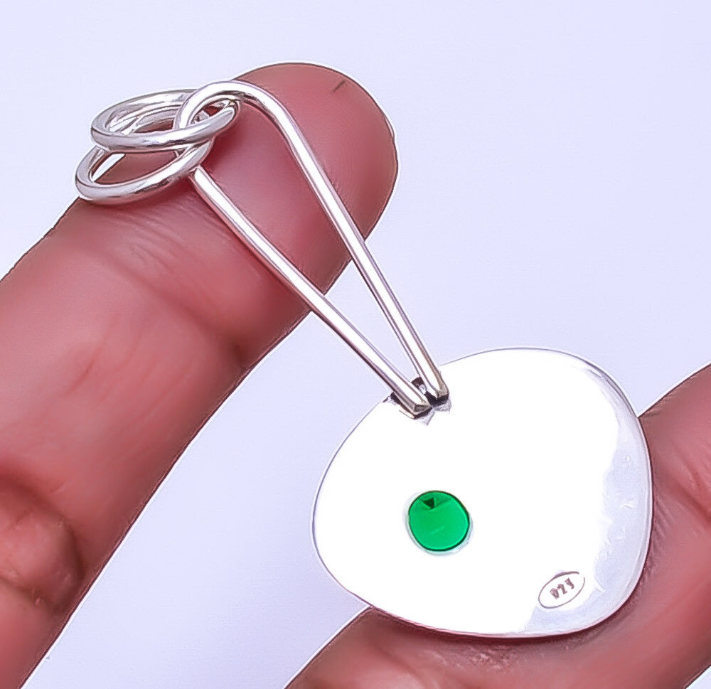 Emerald Designer (Simulated) 925 Sterling Silver Pendant 1.95″ P94 Valentin Gift