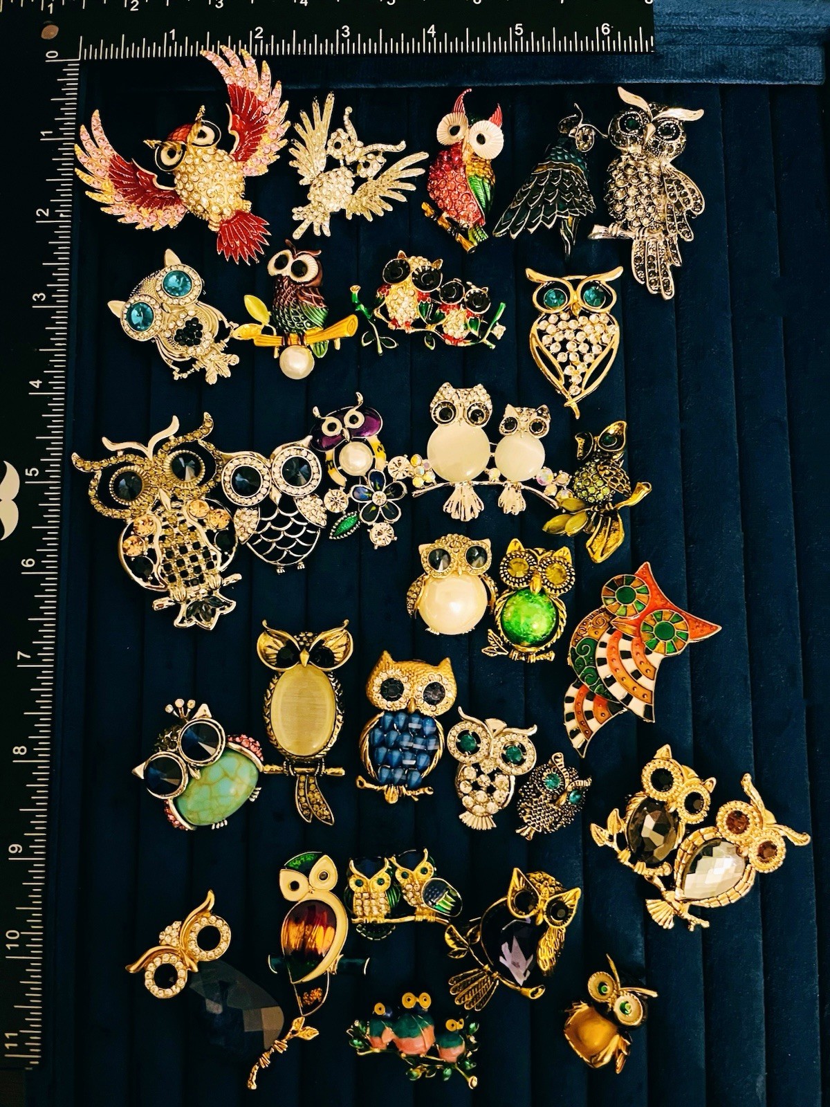 30pc Owl Brooch Collection – Multi-Color Rhinestone Animal Crystal Pins