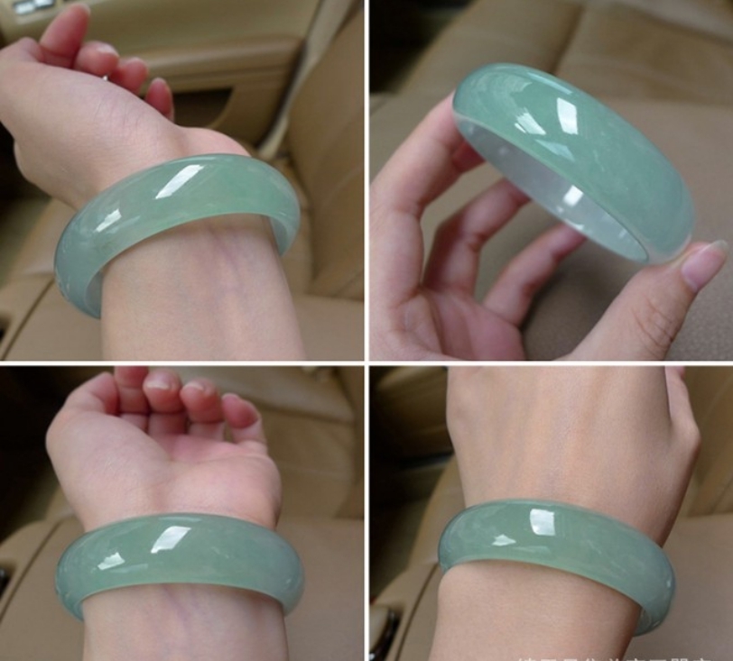 Natural Light Green Jadeite Jade Gemstone Bracelet Bangle 56-65mm