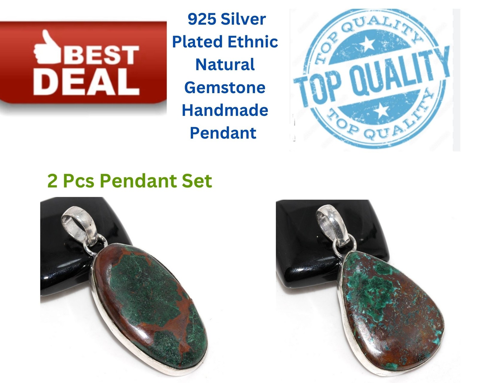 Chrysocolla Chrysocolla 2 Pcs Pendant Set| Combo Set 2|2″ GW