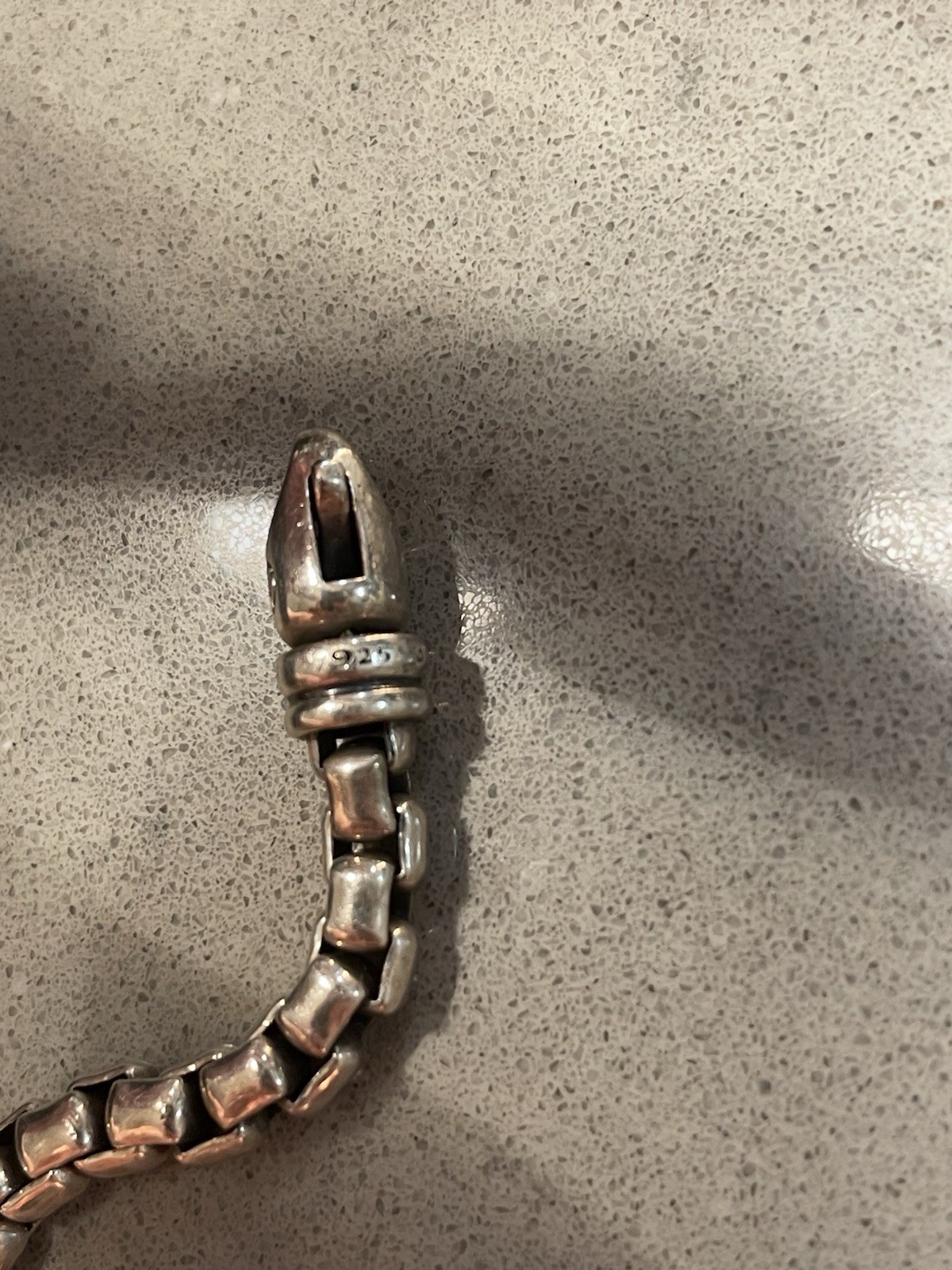 David Yurman Signed 925 Sterling Silver Box Chain Bracelet 8 in Lobster