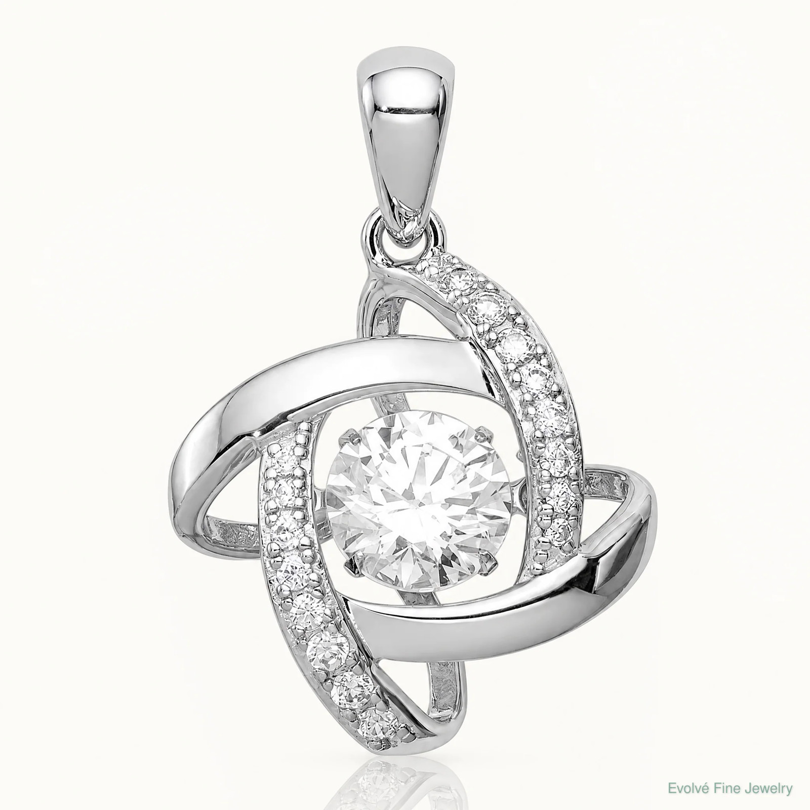 Sterling Silver Platinum-Plated Vibrant CZ Pendant
