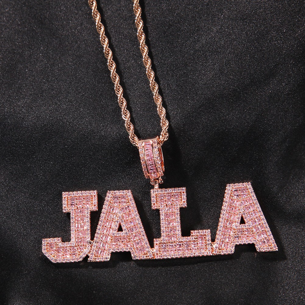 Custom A-Z Name Letters Pendant Necklace 5A Zircons 18K Gold Plated Jewelry Gift