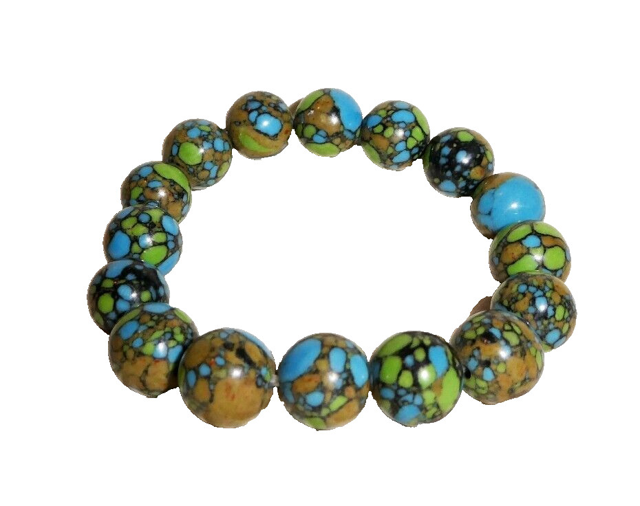 Copper Turquoise Simulated, Bracelet, Stretch, 150 CTW, 7″ – 7 1/4″, New