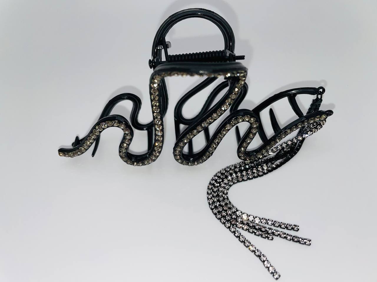 Crystal Hair Clip Rhinestone Large Snake Hair Claw Tassel Chain Flash Clamp Pin