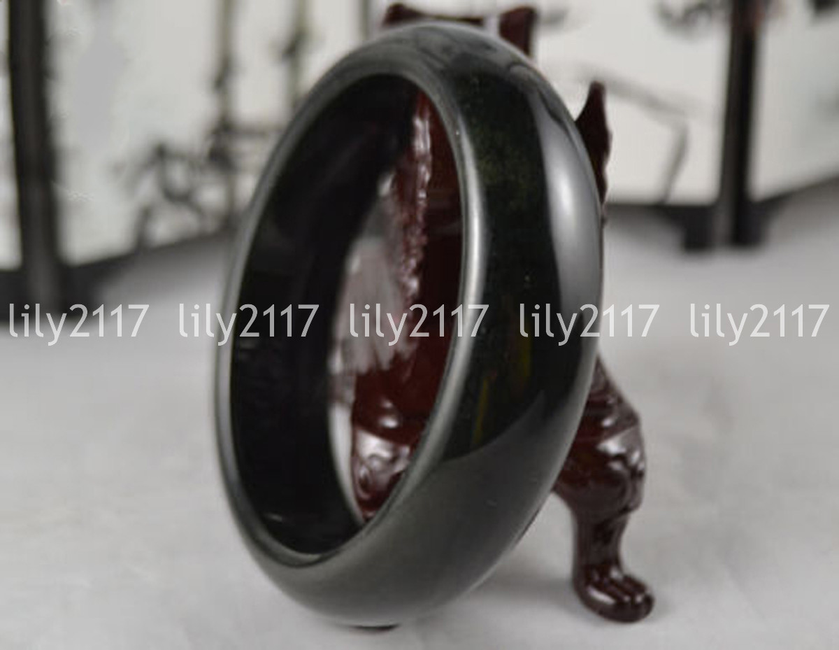 Natural Black Hetian Nephrite Jade Gemstone Bangle Bracelet 56-62mm Jewelry