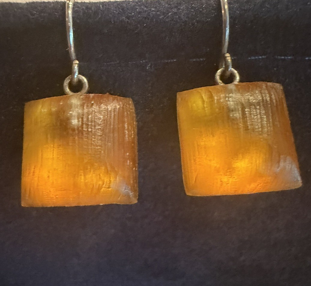 alexis bittar lucite drop earrings Orange Square .75” Overall Dangle