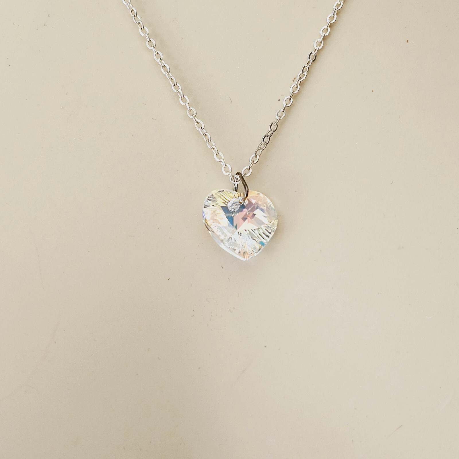 Aurora Borealis AB Made with Swarovski Elements Crystal Love Heart Necklace