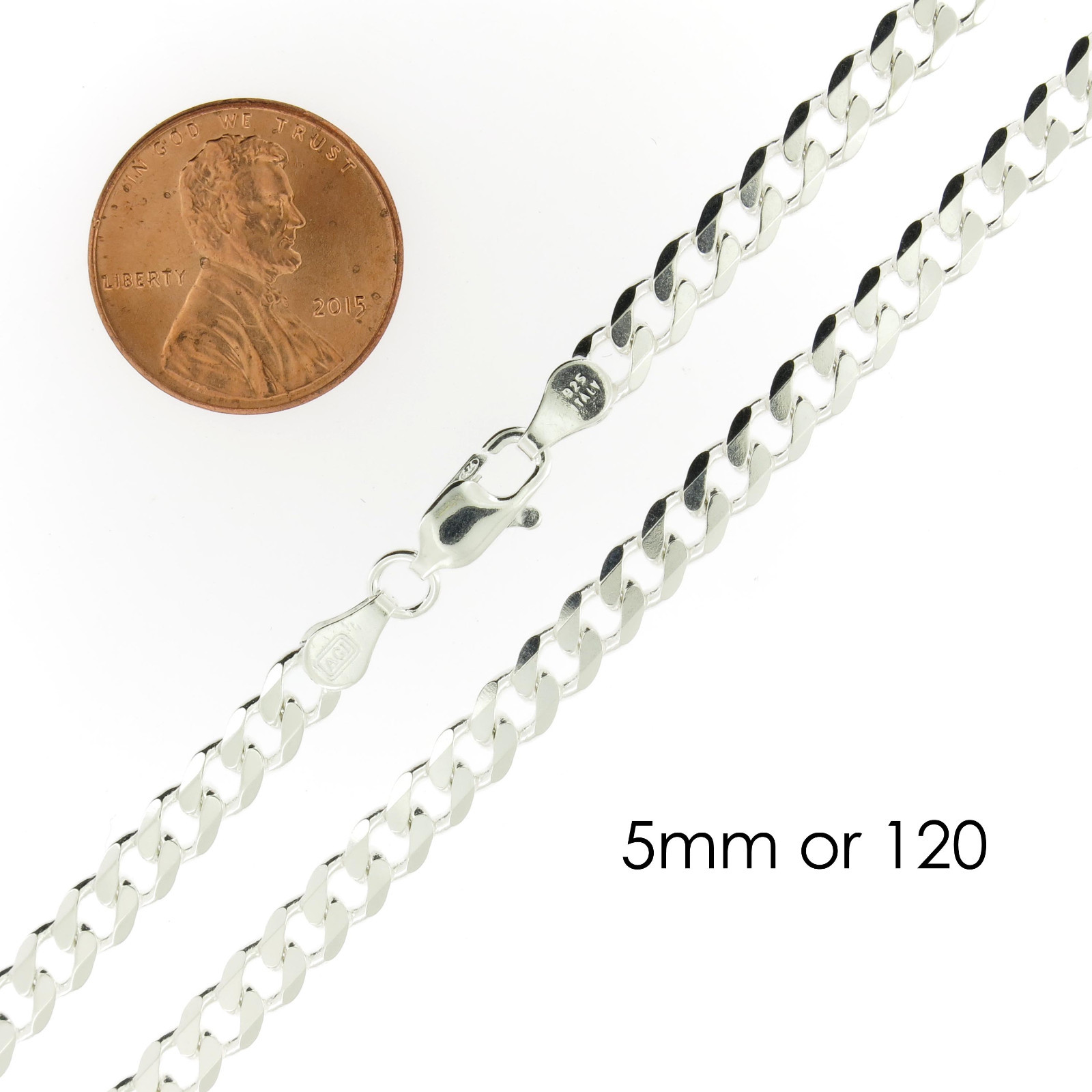 Sterling Silver Curb Cuban Mens Womens Chain Necklace .Italy All Sizes