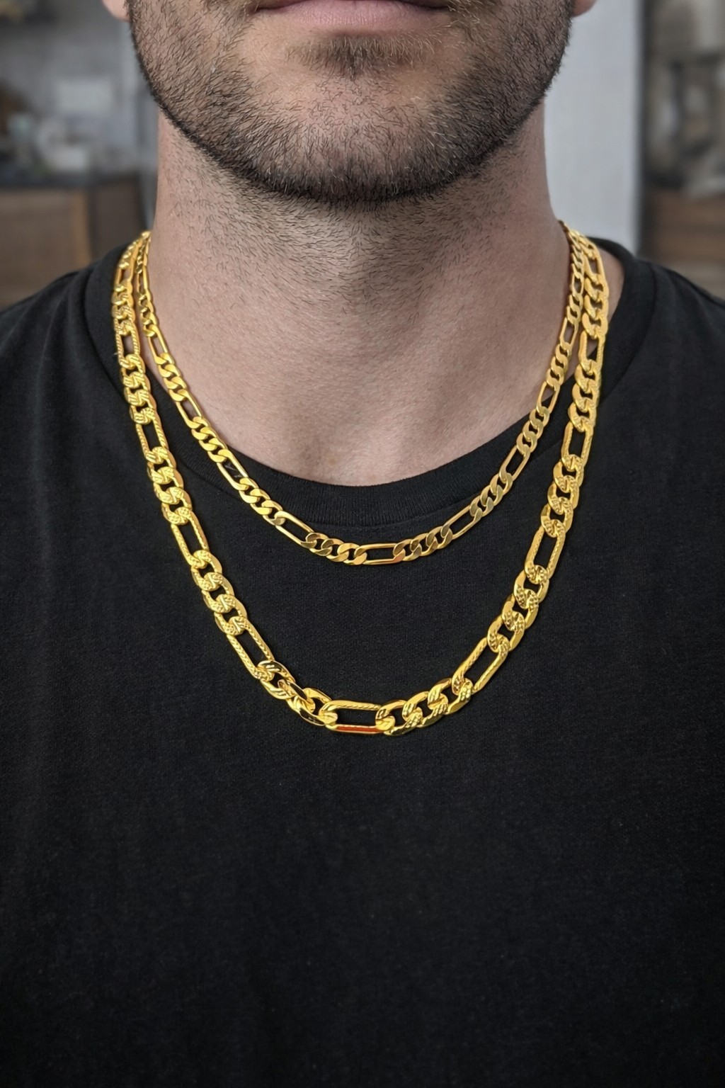 Set Of 2 Gold-plated Figaro Style Chains