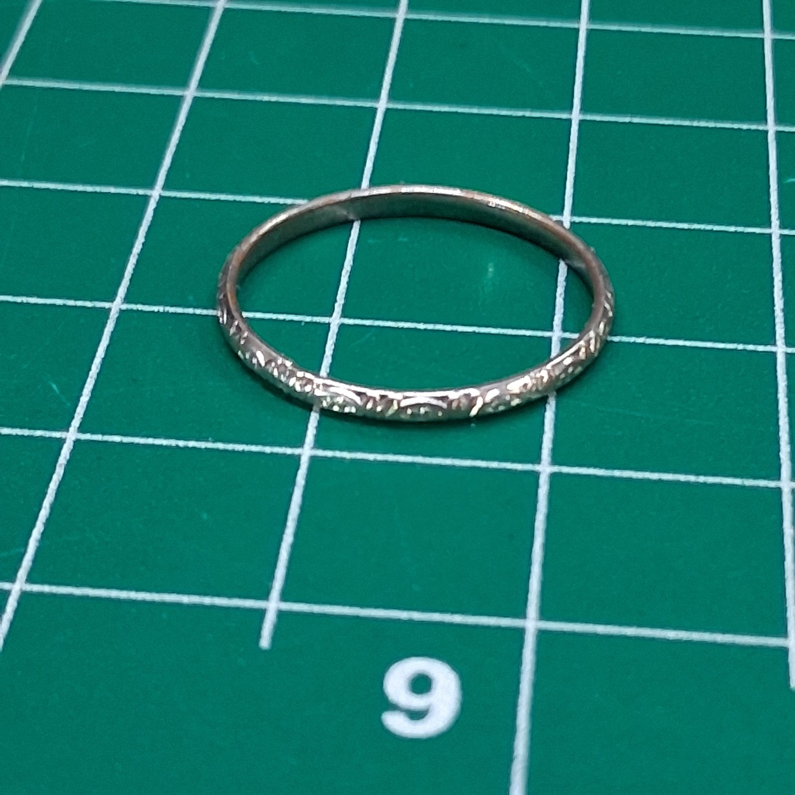 Vintage Worn Silver Tone Textured Surface Size 10.75 Ring
