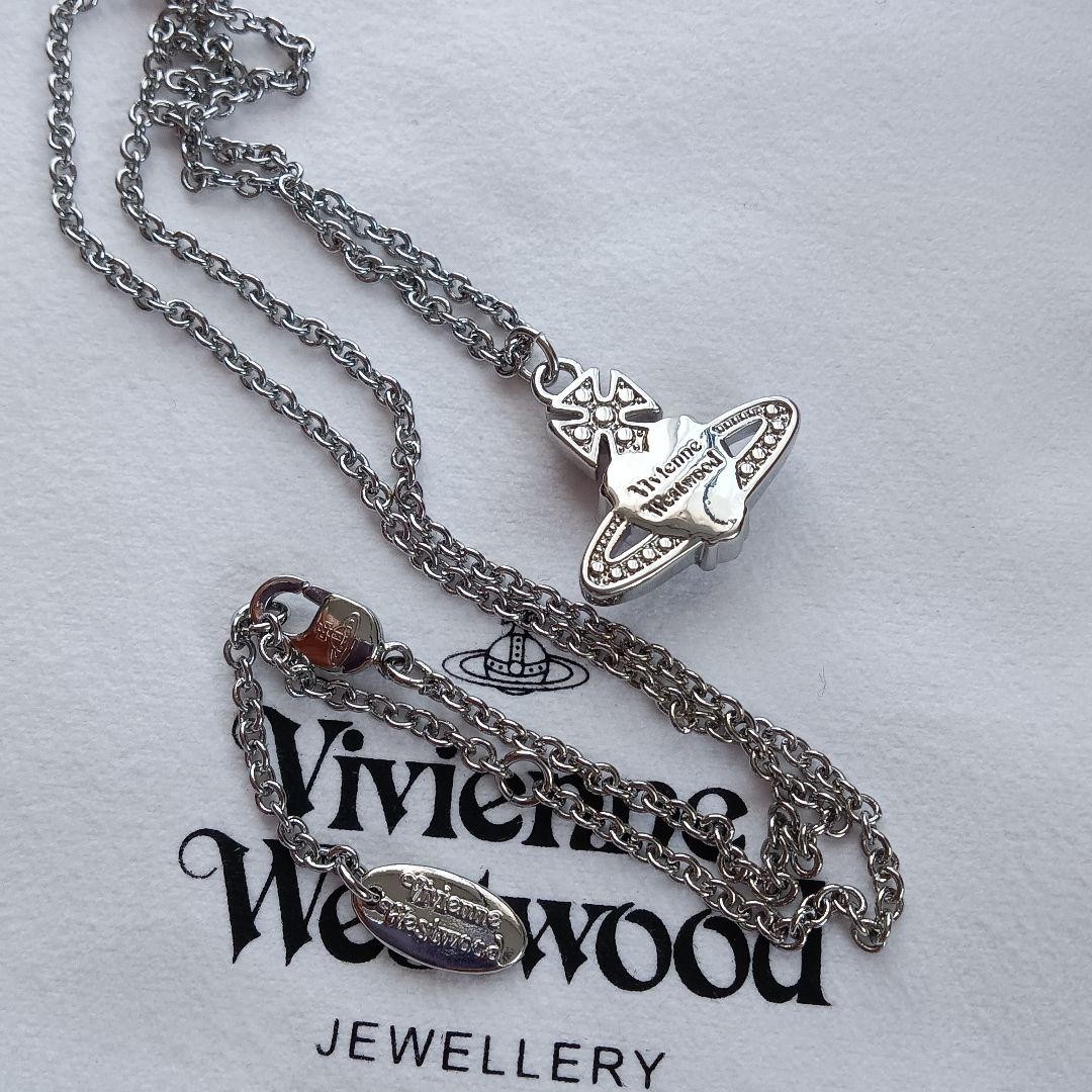 Vivienne Westwood ARIELLA Necklace Heart Silver Pink w/drawstring [E0140