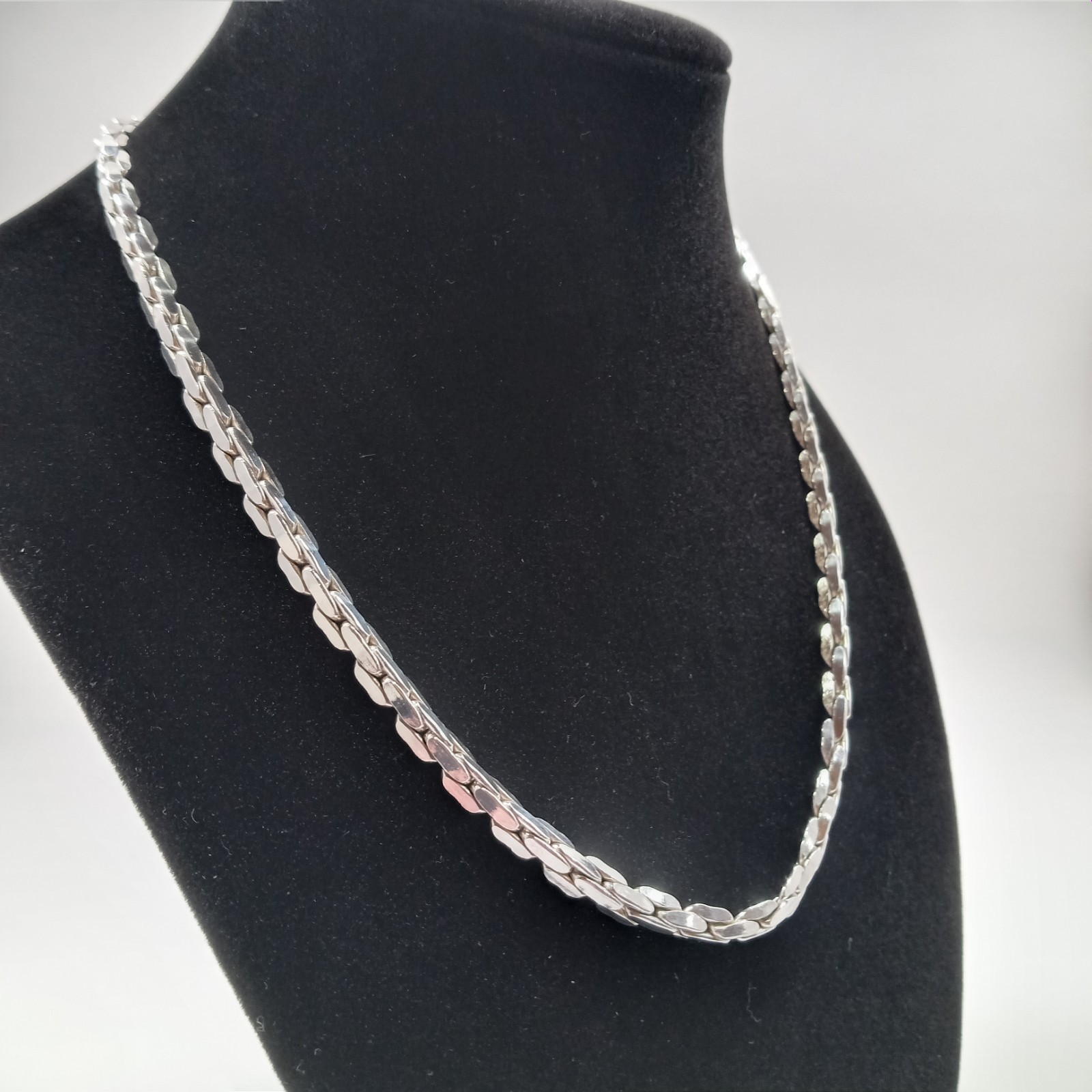 Sterling Silver 925 S Link 3-D Necklace 17.5″ Heavy