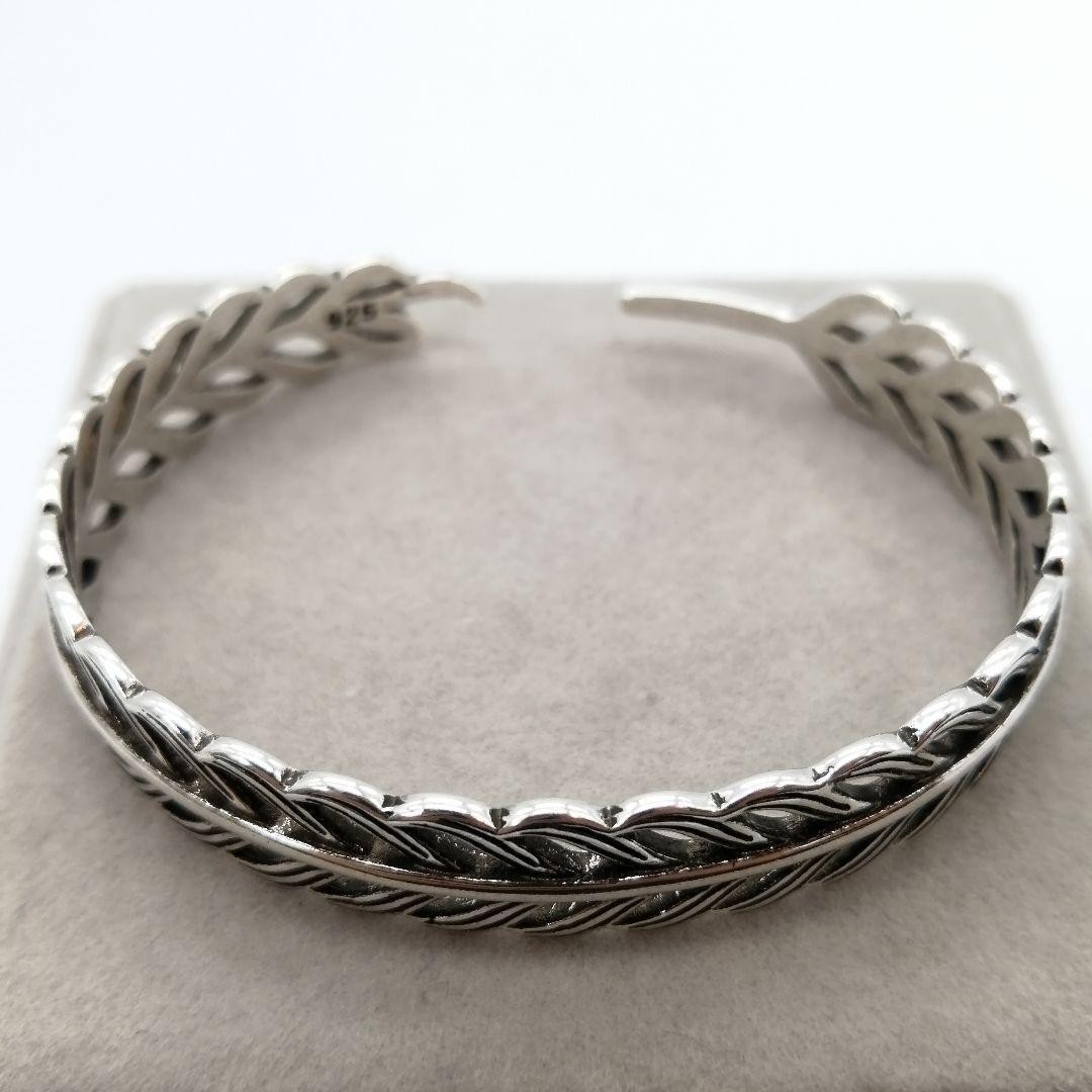 Feather Tsubasa Feather Silver S925 Bangle Bracelet Eagle