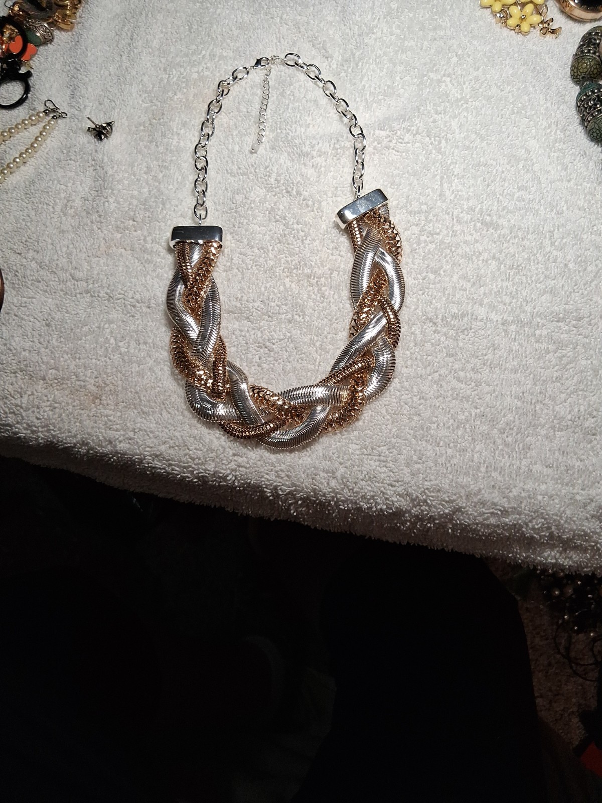AVON Beautiful Medley Braided Necklace GOLD AND SILVER TONE