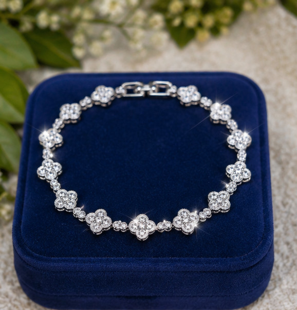 4Ct Round Cut Simulated Diamond Engagement Tennis Bracelet 14K White Gold Plated