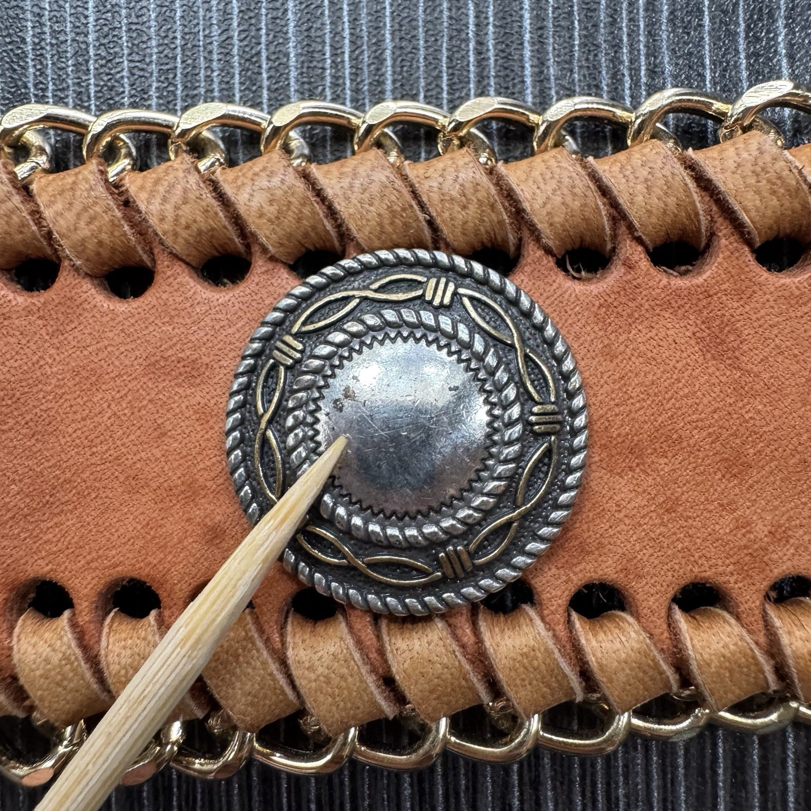 Lot of 2 Vegan Leather Cuff Bracelets Dark and Light Brown Snap Closure Boho