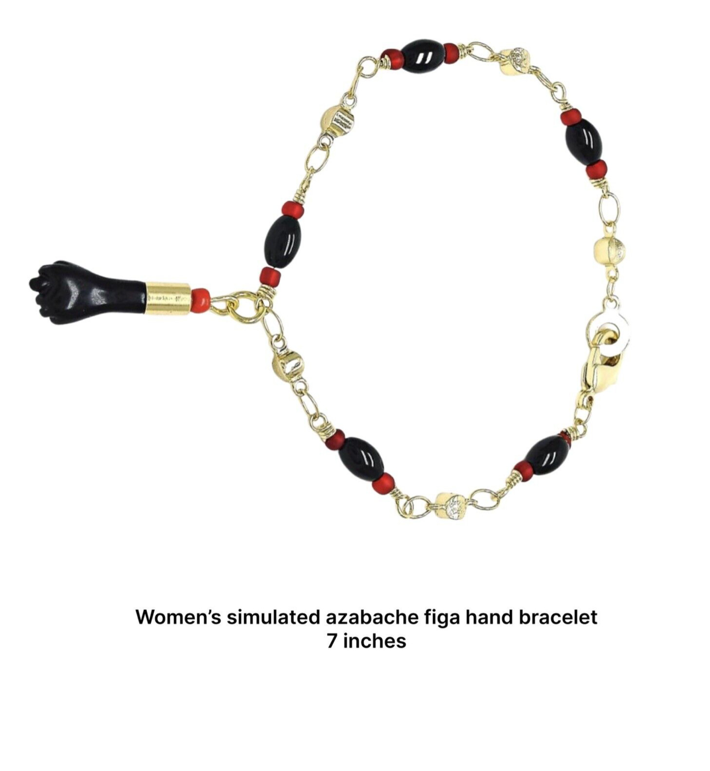 18K Gold Filled Azabache Figa Bracelet Pulsera Para Bebe Para el Mal de Ojo 7″