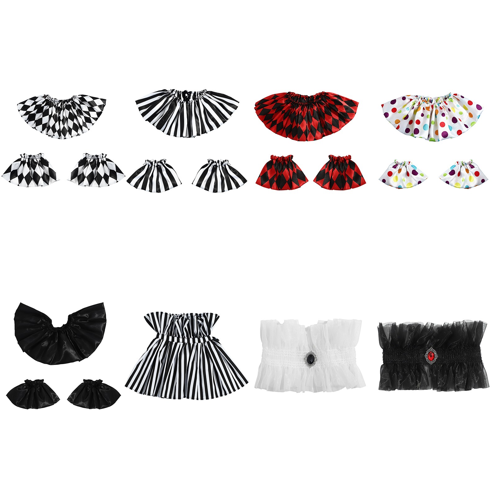 Women Lace Neck Ruffle Collar And Wrist Cuff Sleeves Clown Halloween Accessories